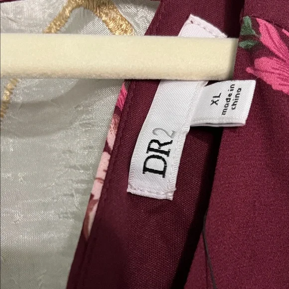 DR2 Burgundy Floral Wrap Dress - Picture 2 of 5